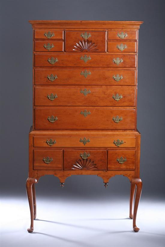 Appraisal: AMERICAN QUEEN ANNE CHERRYWOOD HIGHBOY early th century in two