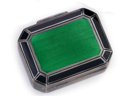 Appraisal: Tiffany Co sterling silver pill boxOctagonal with a central green