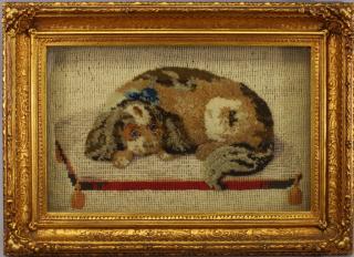 Appraisal: th C English Woolwork of King Charles Spaniel th C