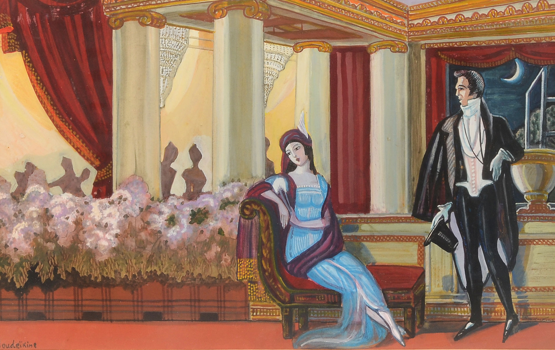 Appraisal: SOUDEIKINE Sergei Russian - Country Theatrical Scene with man Courting