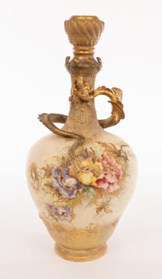 Appraisal: A Turn Teplitz Bohemia vase of ivory ground with slender