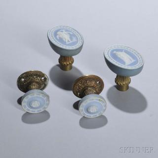 Appraisal: Two Pairs of Wedgwood Light Blue Jasper Handles England late