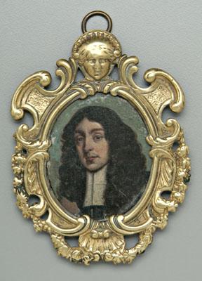 Appraisal: th century miniature portrait man with white collar unsigned label