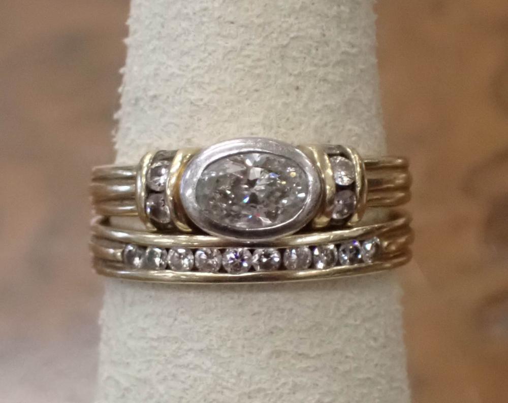 Appraisal: ESTATE DIAMOND AND EIGHTEEN KARAT GOLD WEDDING SET including an