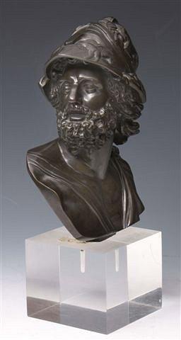 Appraisal: A BRONZE BUST of Ajax after the antique by Benedetto