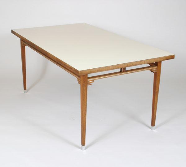 Appraisal: Mid Century modern dining table laminate top metal accents tapered