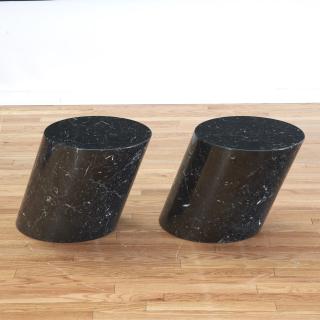 Appraisal: Pair Lucia Mercer for Knoll marble side tables Pair Lucia