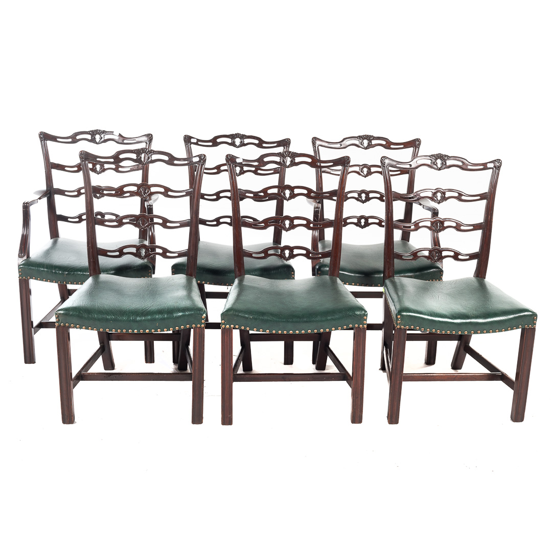 Appraisal: George III style mahogany straight dining chairs th century two