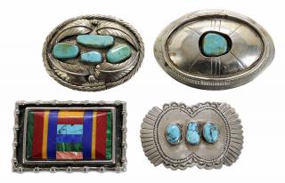 Appraisal: Four Assorted Southwestern Turquoise Belt Buckles one buckle with three