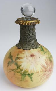 Appraisal: Mount Washington type handpainted Victorian glass dresser bottle w replaced