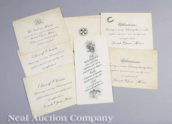 Appraisal: A Collection of Six New Orleans Carnival Ball Invitations including