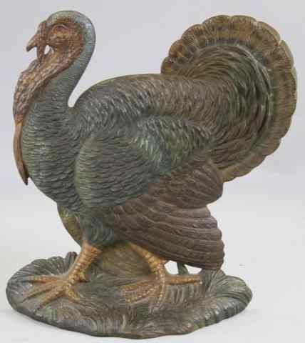 Appraisal: a TURKEY DOORSTOP Davidson visually appealing cast animal theme doorstop