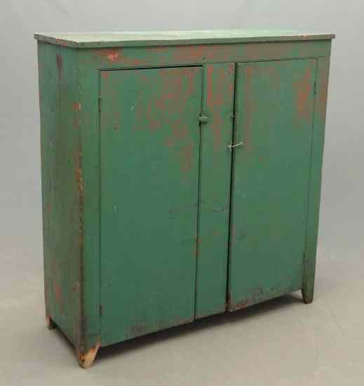 Appraisal: th c two door jelly cupboard in old green paint