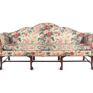 Appraisal: An Irish George III Style Mahogany Camelback Sofa Early th