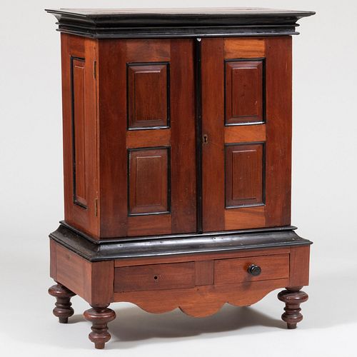 Appraisal: SMALL DUTCH BAROQUE STYLE EBONIZED MAHOGANY CABINET ON STANDIn two