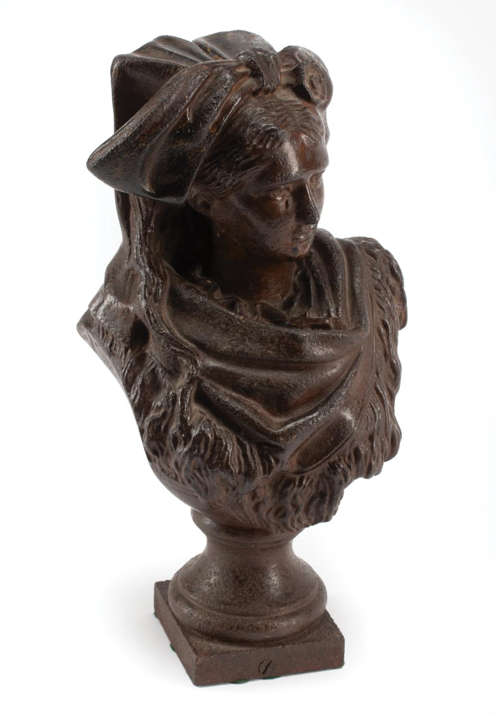 Appraisal: Cast Iron Bust of a Young Girl h in w