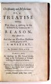 Appraisal: TOLAND JOHN Christianity not Mysterious or A Treatise Shewing That