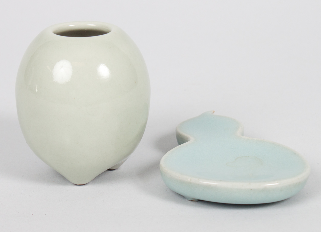 Appraisal: Two Chinese celadon porcelain scholar's articles including green celadon water