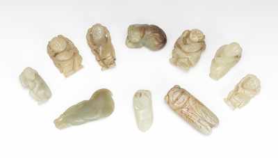 Appraisal: A Collection of Ten Carved Jade Ornaments In natural colors