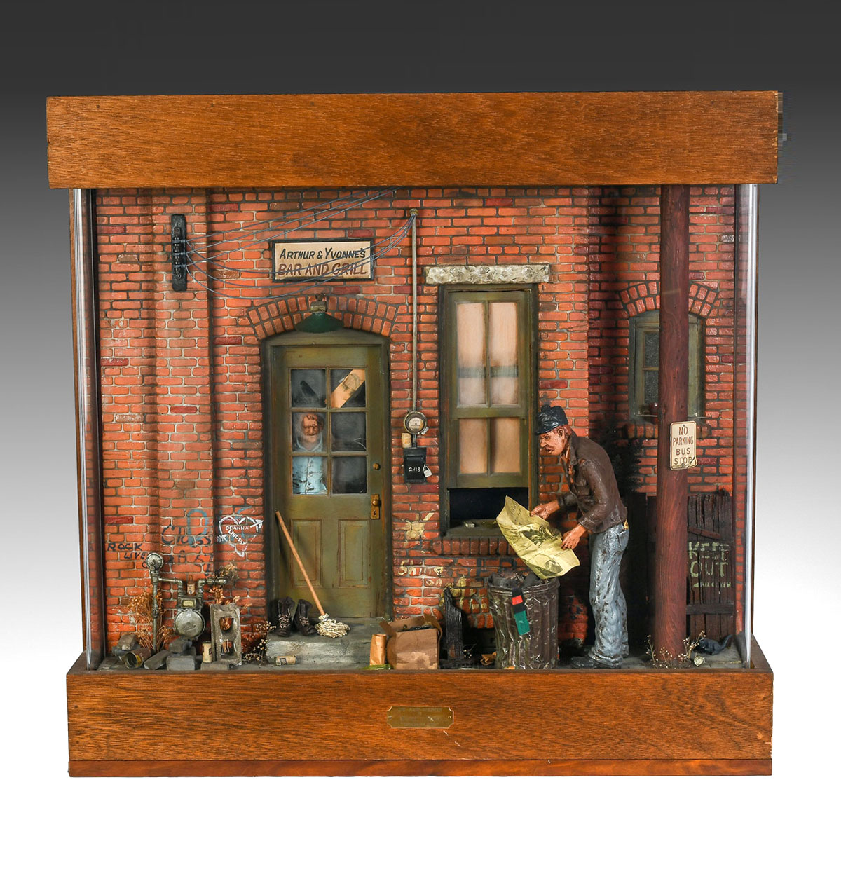 Appraisal: LARGE MICHAEL GARMAN DIORAMA SCULPTURE Cityscape Sculpture ''Yesterday's News'' ''