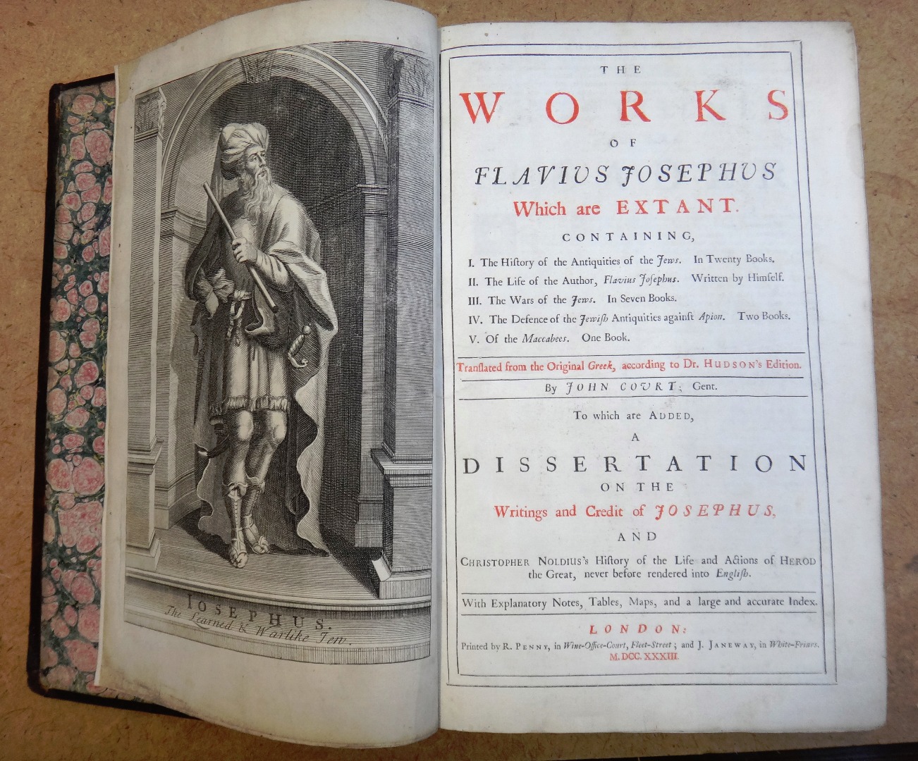 Appraisal: JOSEPHUS The Works of Flavius Josephus translated from the original