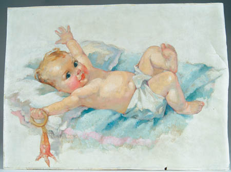 Appraisal: PRICILLA POINTER American mid- th Century BABY ILLUSTRATION Unframed oil