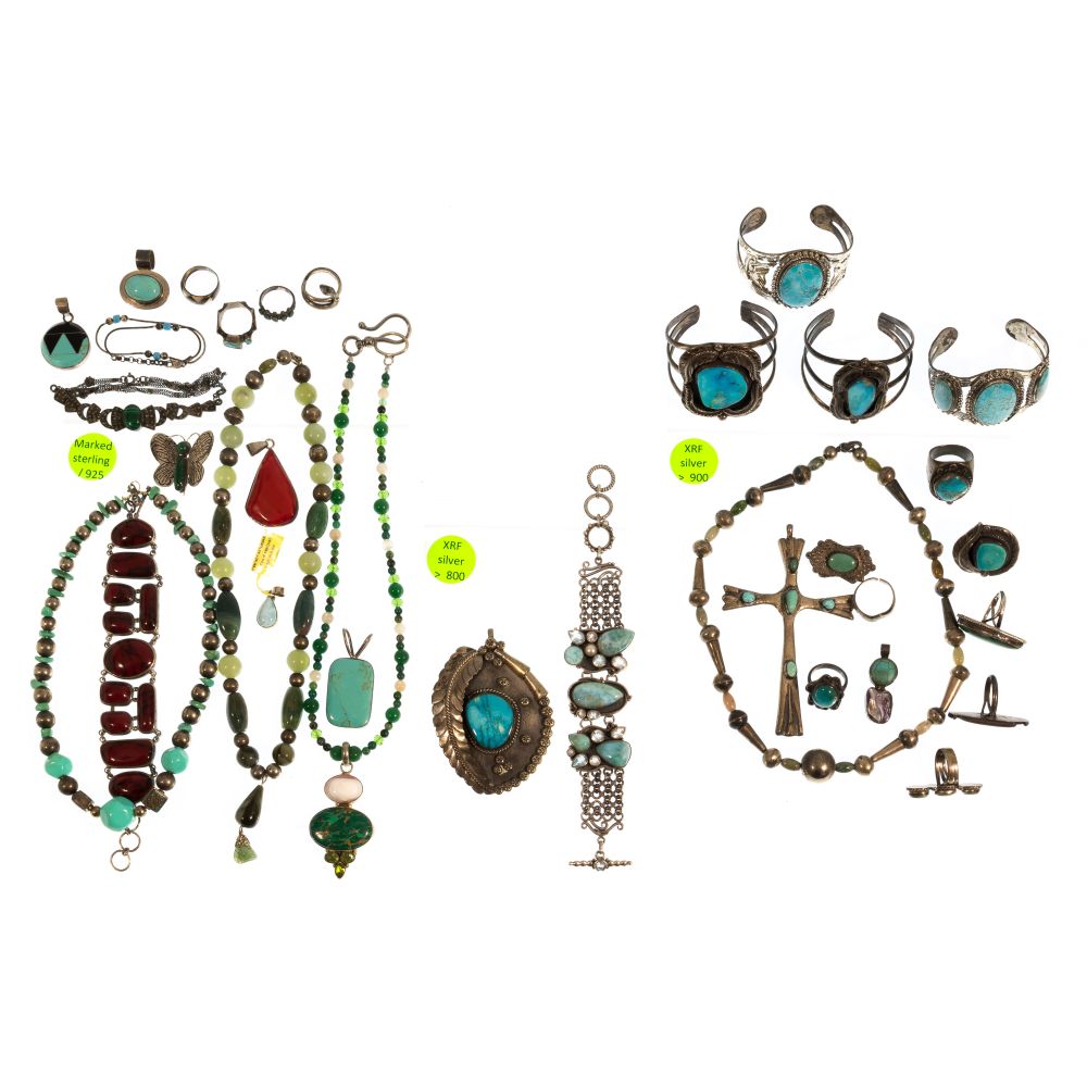 Appraisal: NATIVE AMERICAN INDIAN SILVER JEWELRY ASSORTMENTIncluding rings earrings bracelets pins