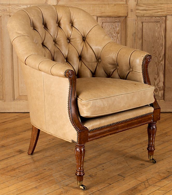 Appraisal: WESLEY HALL REGENCY STYLE LEATHER LIBRARY CHAIR An English Regency