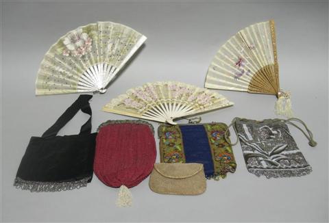 Appraisal: GROUP OF LADY'S EVENING PURSES AND FANS