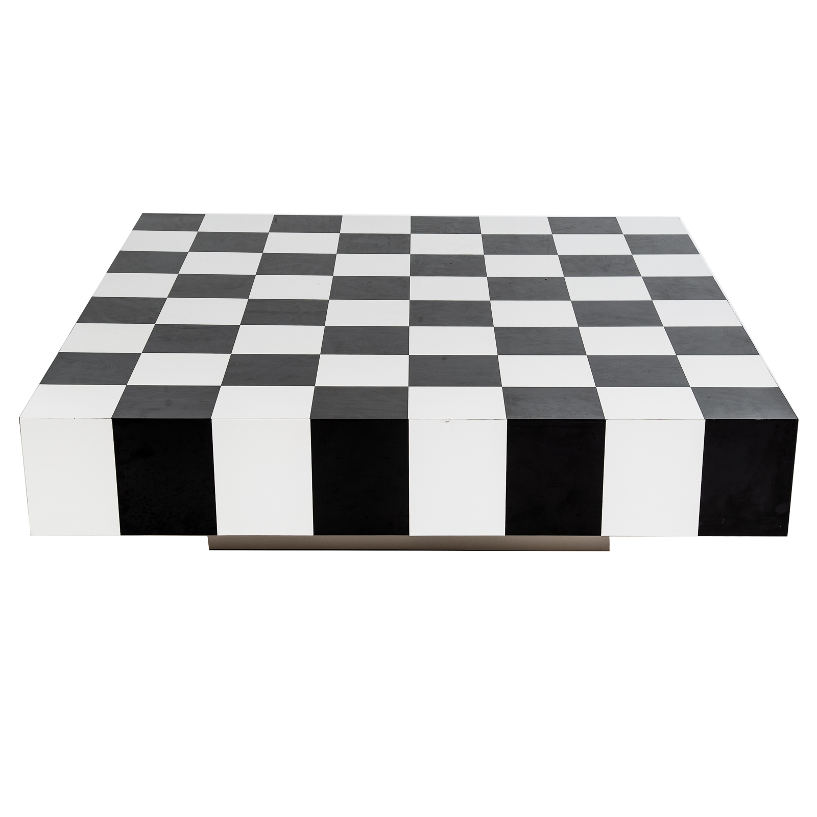 Appraisal: MODERN CHECKERBOARD COCKTAIL TABLE Square two-tone veneered table black and