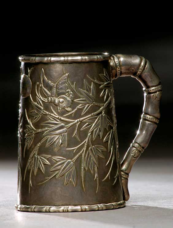 Appraisal: CHINESE EXPORT SILVER MUG Well cast antique Chinese Export Silver