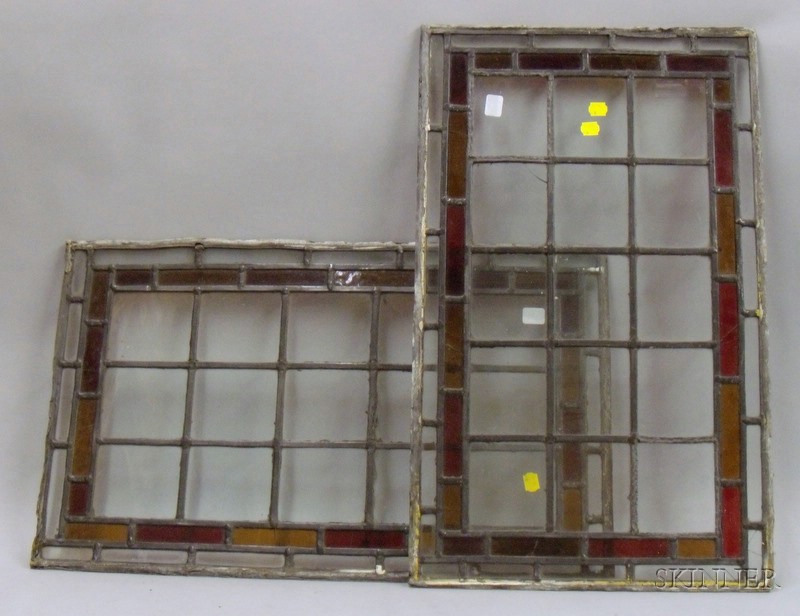 Appraisal: Pair of Architectural Leaded Glass Window Panels x in