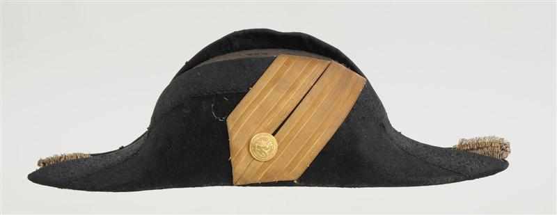 Appraisal: AMERICAN BLACK FELT NAVAL HAT WITH GOLD-THREAD BAND AND TASSELS