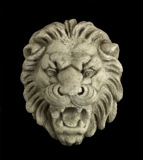 Appraisal: Large Continental Cast-Stone Fountainhead in the form of a snarling