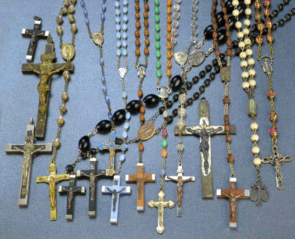 Appraisal: Antique Rosaries and CrucifixesTo include three large crucifixes along with