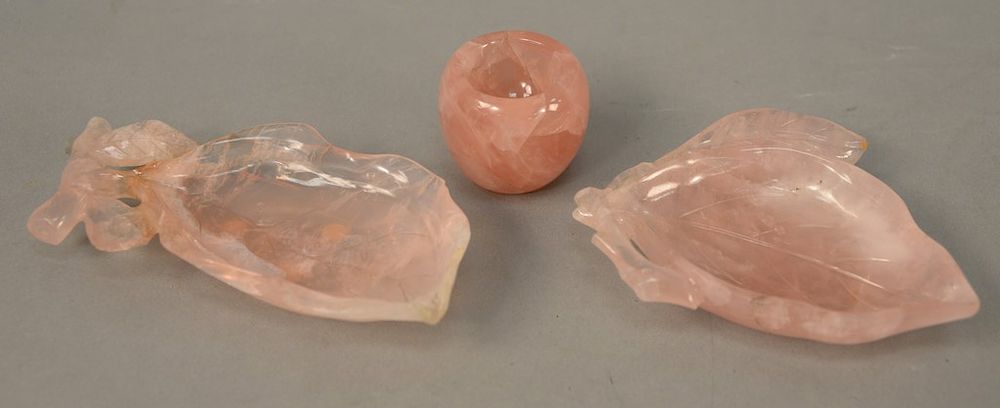 Appraisal: Four pieces to include three pink rose quartz pieces two