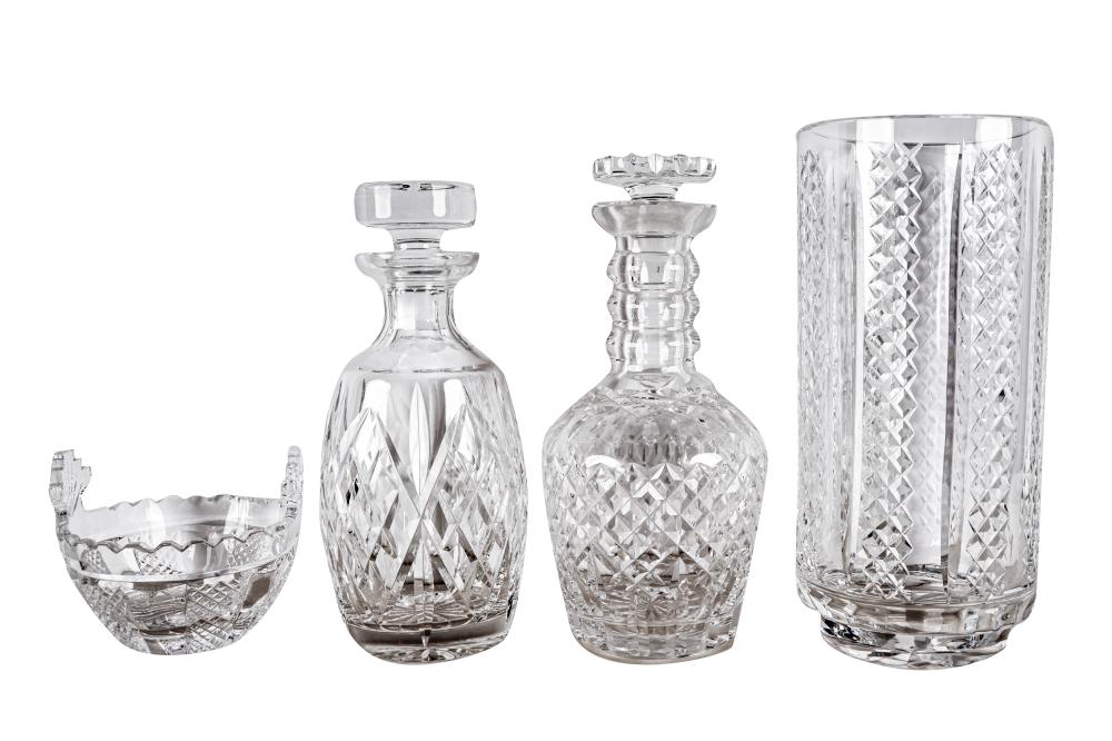 Appraisal: FOUR WATERFORD CRYSTAL ARTICLESeach marked comprising two decanters a vase