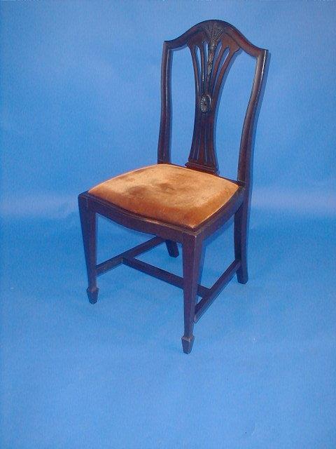 Appraisal: A set of four thC mahogany chairs in the Hepplewhite