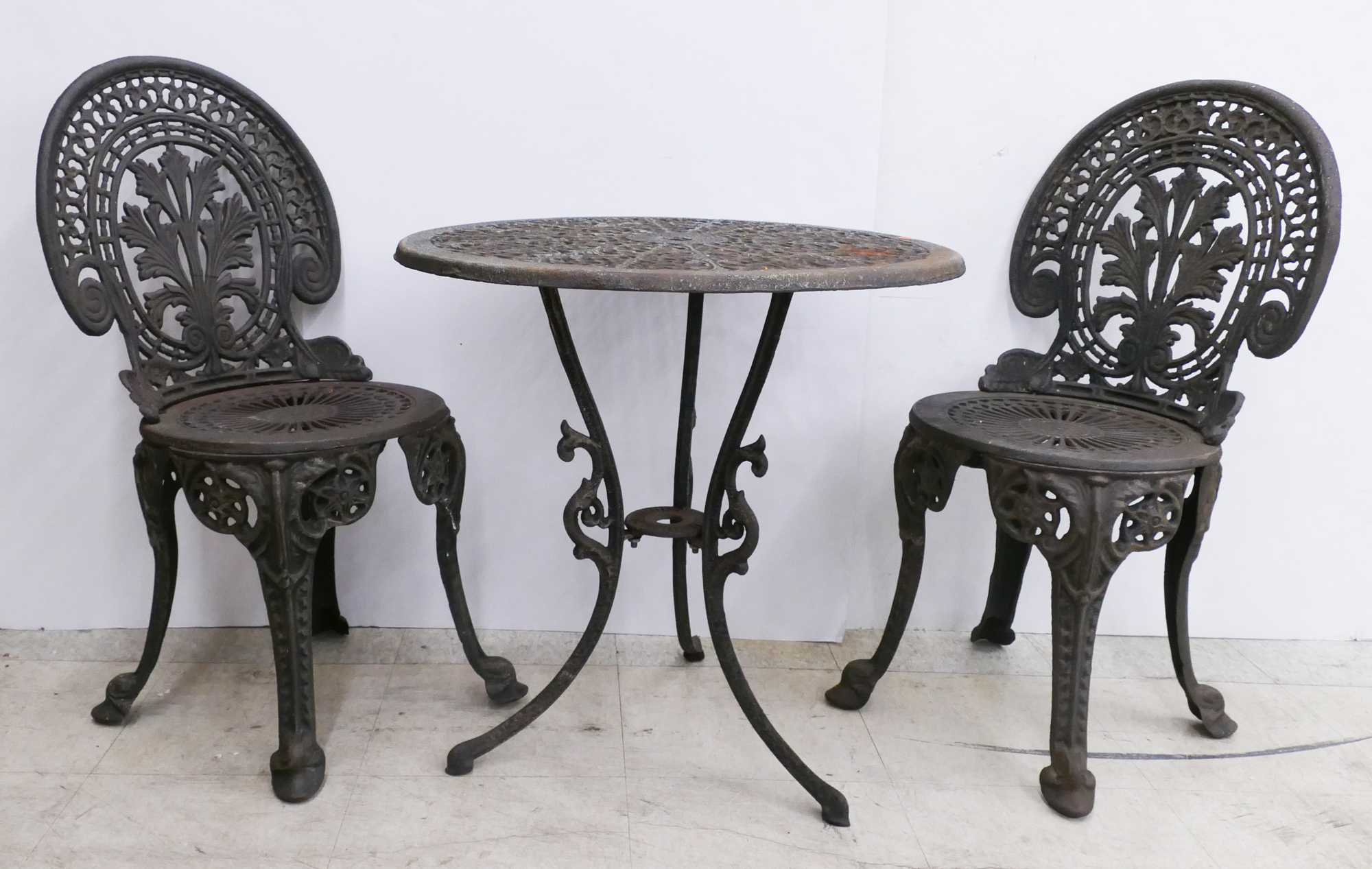 Appraisal: pc Cast Iron Garden Set- Table x '' chairs x