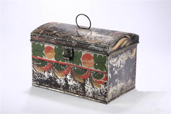 Appraisal: TOLE DOME TOP DOCUMENT BOX New England ca - tin