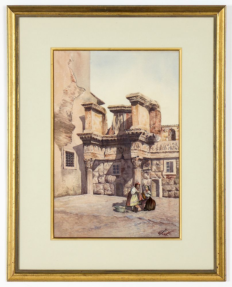 Appraisal: Antique Framed Italian Watercolor Painting Antique Framed Italian Watercolor Painting