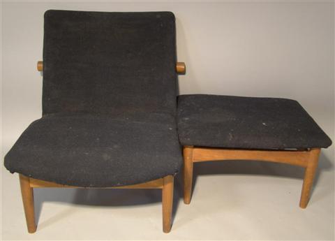 Appraisal: DANISH ARMCHAIR AND OTTOMAN Ottoman is h x w x