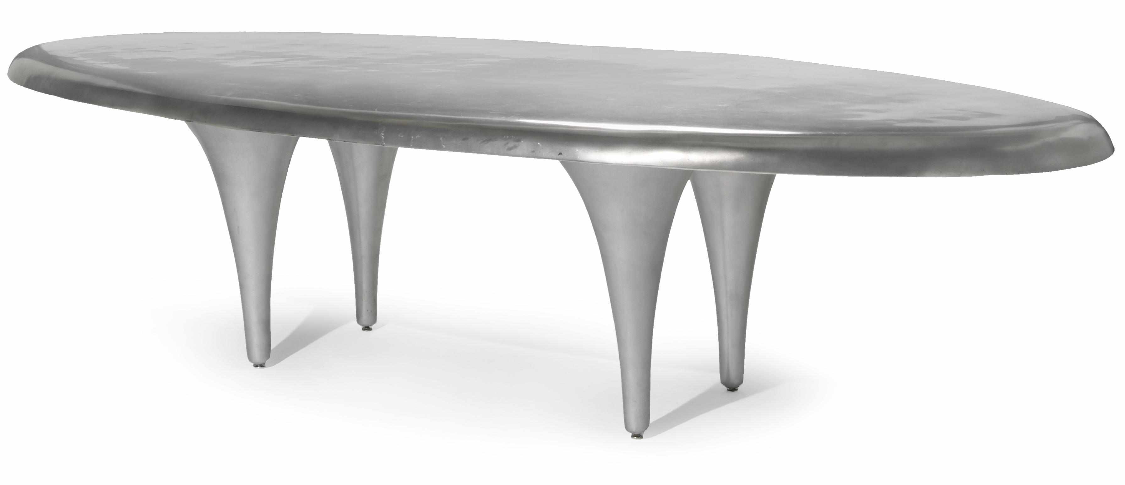 Appraisal: A Larry Totah custom polished steel table fabricated by Jack