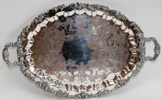 Appraisal: ENGLISH SILVERPLATE SERVING TRAY OVERALL ENGLISH SILVERPLATE SERVING TRAY L