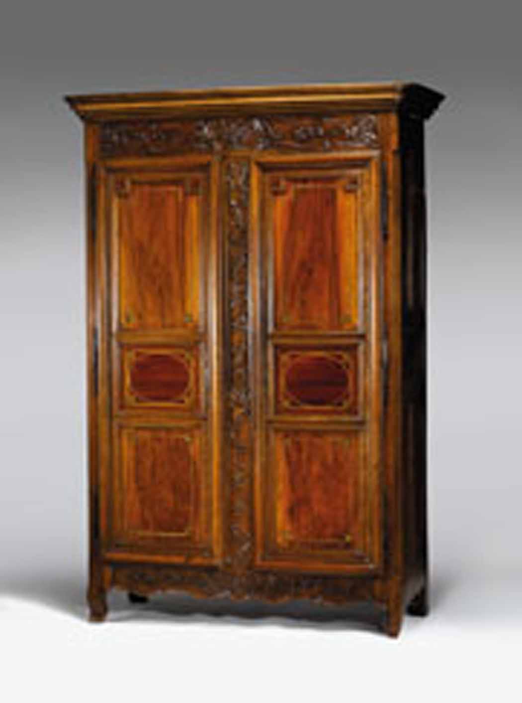 Appraisal: Provincial Louis XV walnut and cherry armoire th century With