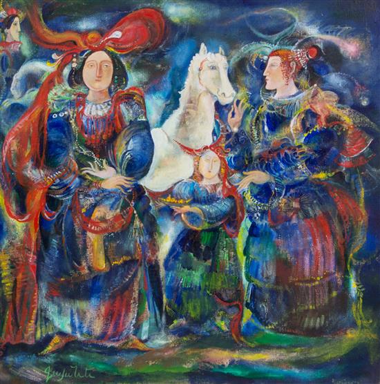 Appraisal: Sale Lot Gayaneh Levonovna Khachatrian Georgian - The Red Veil