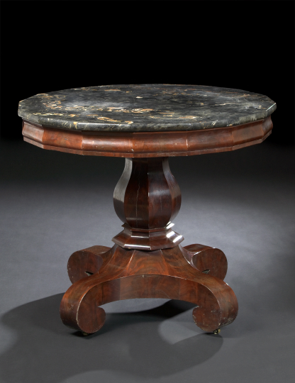 Appraisal: American Late Classical Mahogany and Marble-Top Center Table second quarter