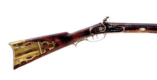 Appraisal: Lewis Ghriskey Pennsylvania flintlock long rifle lock marked L Ghriskey