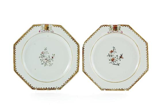 Appraisal: Pair Chinese Export Duke of Norfolk armorial plates circa octagonal