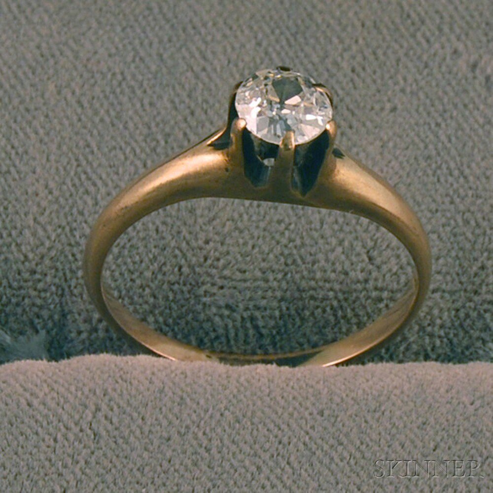 Appraisal: kt Gold Diamond Solitaire stone approx cts size Estimate -